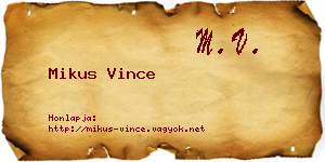 Mikus Vince névjegykártya